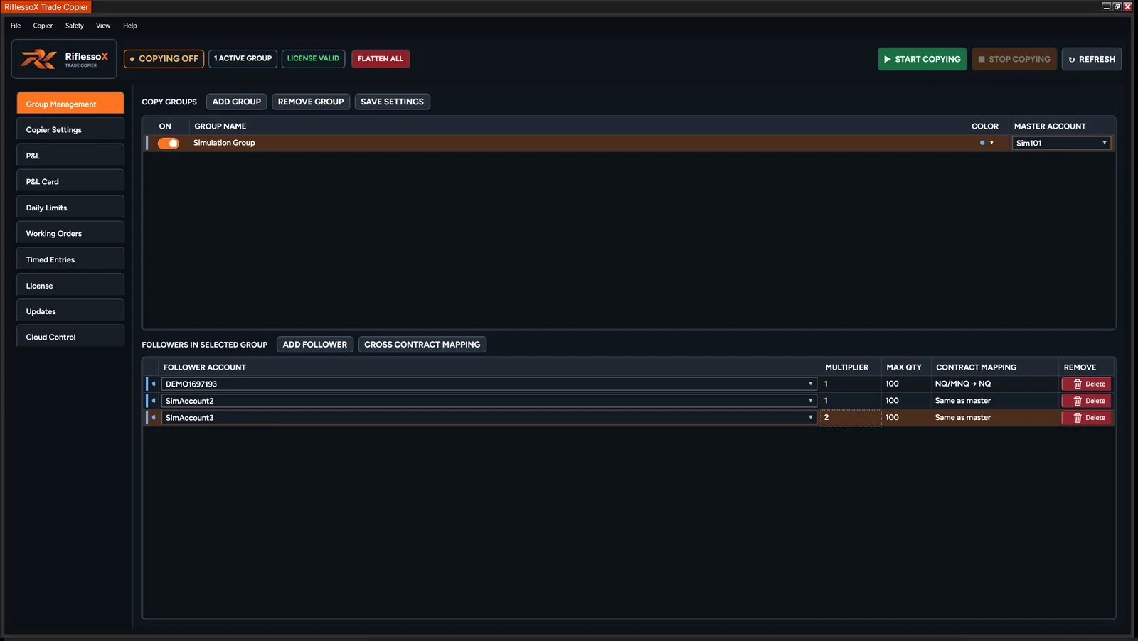 RiflessoX group management interface